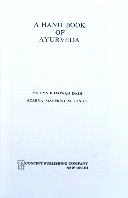A Hand Book Of Ayurveda